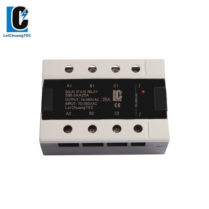 

25A AC TO AC 3 Phase SSR Solid State Relay Output 480VAC LeiChuang TEC New