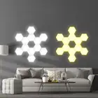 Настенный шестигранный светодиодный светильник, модульная Шестигранная лампа с сенсорным датчиком, креативный декоративный панесветильник светильник для домашнего декора сделай сам