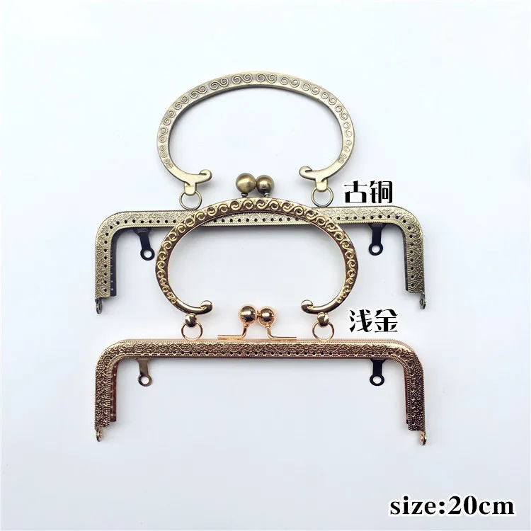 Большая бронзовая женская сумка-держатель 20 см с золотым узором металлическая