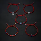 Синие браслеты от сглаза браслет на удачу красная веревка Плетеный Регулируемый браслет с шармами для пар женщин влюбленных Леди девушек Подарок