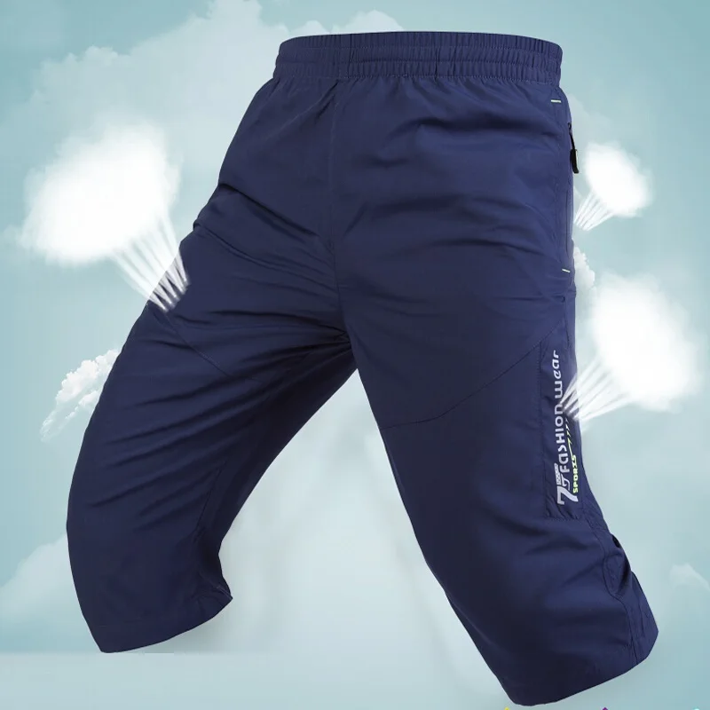 

Long Shorts Men Board Quick Dry Zipper Pockets Elastane Bermuda Male Thin Lightweight Stretch Capri Elastic Mens Shorts Summer