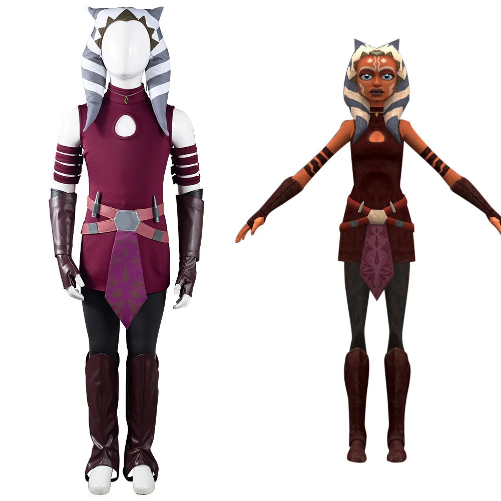 

The Clone Wars Ahsoka Tano Cosplay Costume Outfits Kids Children Halloween Carnival Suit