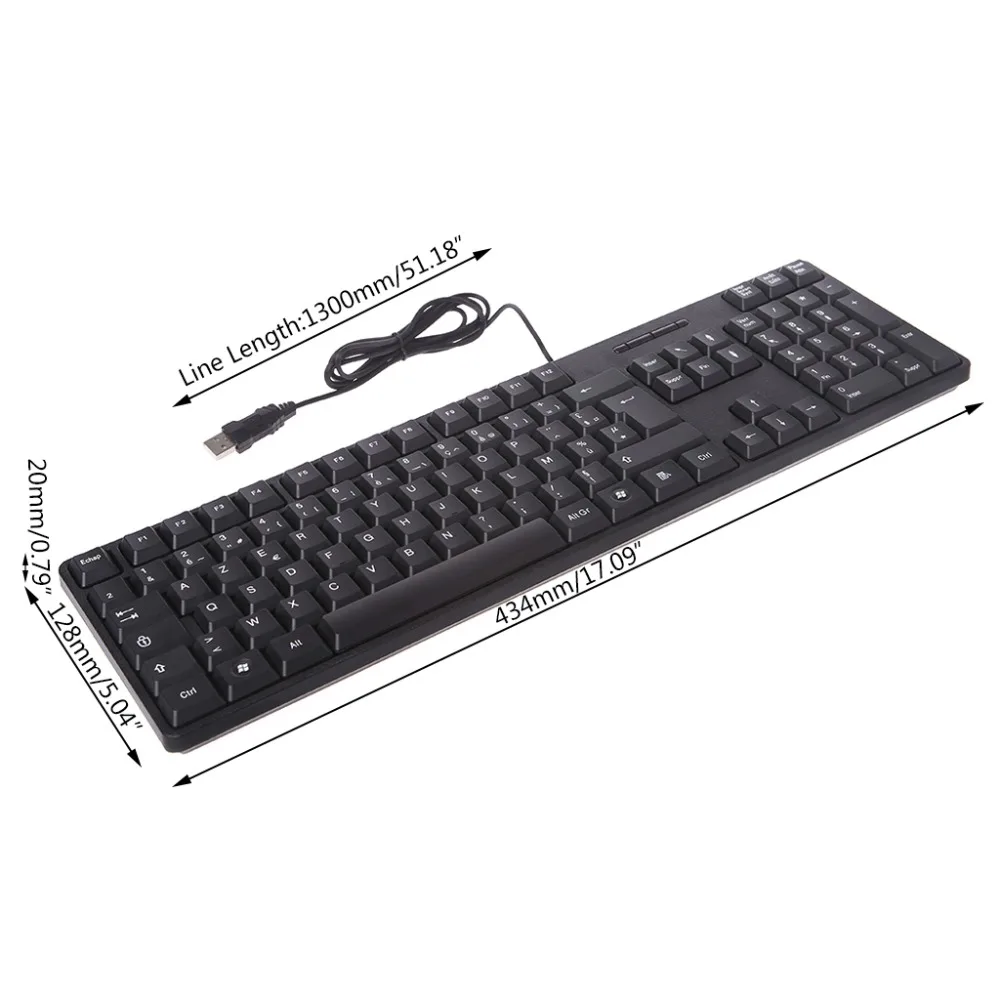 Ergonomic Silent Keyboard USB Russian French Spanish Arabic / English Waterproof Office Keyboard for Windows Computer
