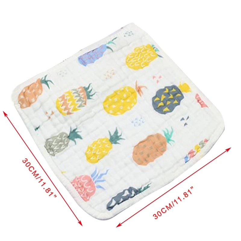 

Baby Square Towel Infants Feeding Bibs Saliva Towel 6 Layer Cotton Gauze Cartoon Printed Cute Wash Face Cloth with Hanging