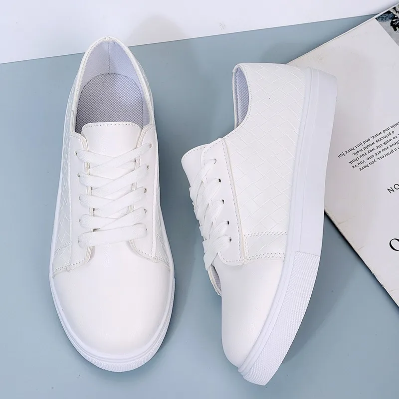 

Fashion Shoes Women's Vulcanize Shoes Autumn New Casual Classic Solid Color PU Leather Shoes Women Casual White Shoes Sneakers