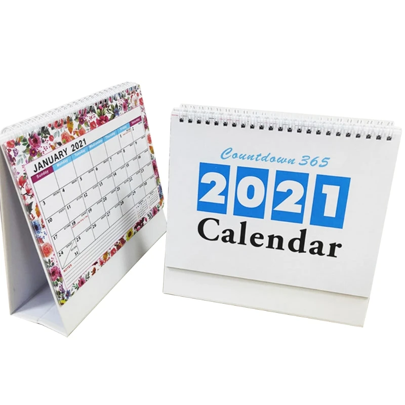 

2021 Flower Desktop Calendar English Coil Daily Monthly Planner Schedule Agenda B36C