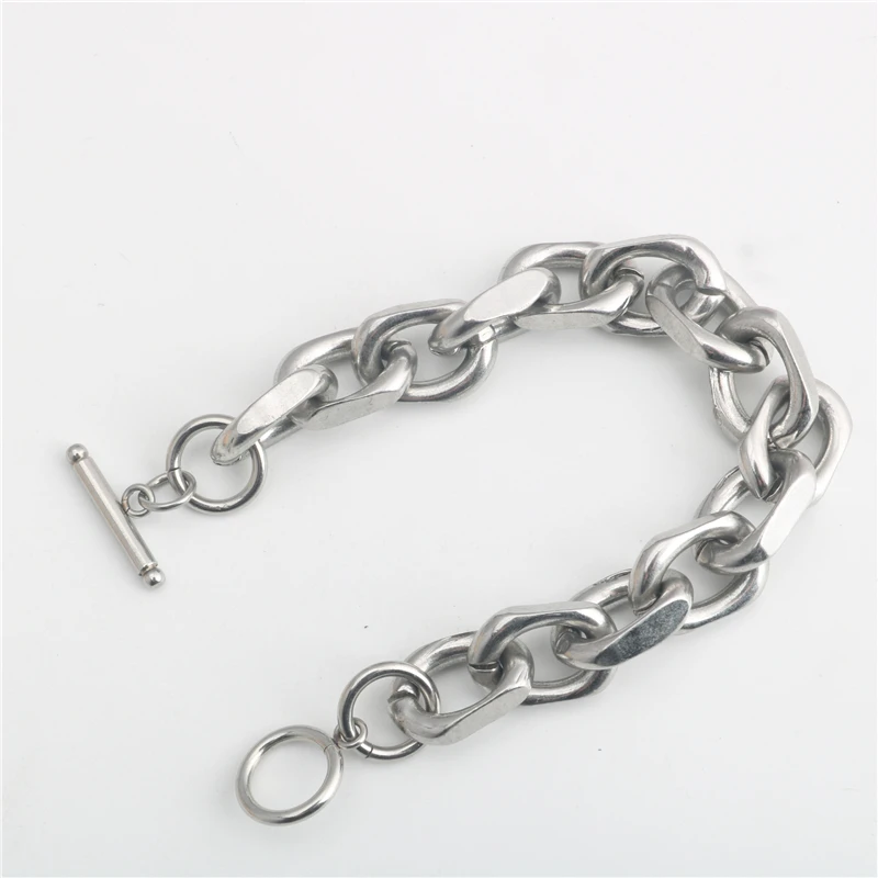 

Stainless Steel men bracelet bracelets for women couple bracelet punk Hip hop Flat batch corner buckle bracelet