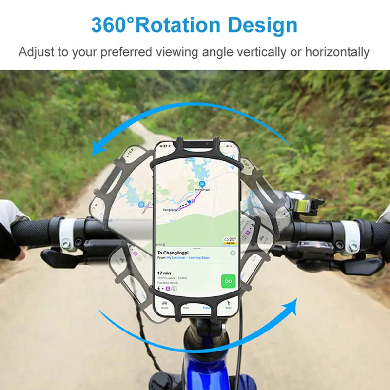 bicycle mobile phone holder rotating silicone bicycle phone holder motorcycle handlebar holder for 4 0 inch 6 5 inch phone free global shipping