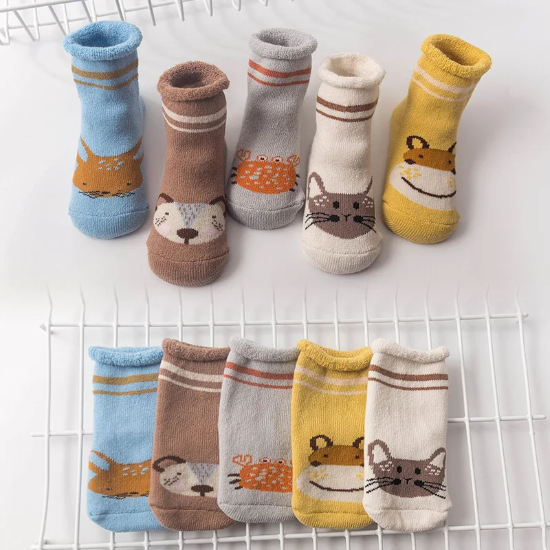 

0-3 years Terry socks Cute Cartoon Baby Cotton Socks Warm Breathbale Autumn Winter Infant Mix Color Middle Tube Sock