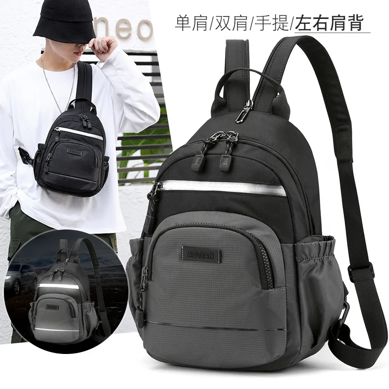 

Waist Bag Men's New 2021 Men's Multi-Functional Small Double Backpack Handbag Waterproof Outdoor Casual Chest Bag Fashion Trendy