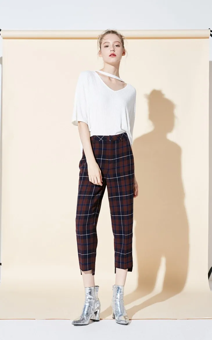 Vero Moda Новое поступление брюки женские Женские клетчатые широкие повседневные Капри | 31846J523
