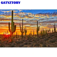 gatyztory 40x50cm painting by numbers desert cactus handpainted kits drawing canvas pictures home decoration diy gift
