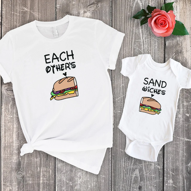 Одежда для матери и дочери 2020 модная рубашка с принтом We Finish Each Other пар сэндвичей
