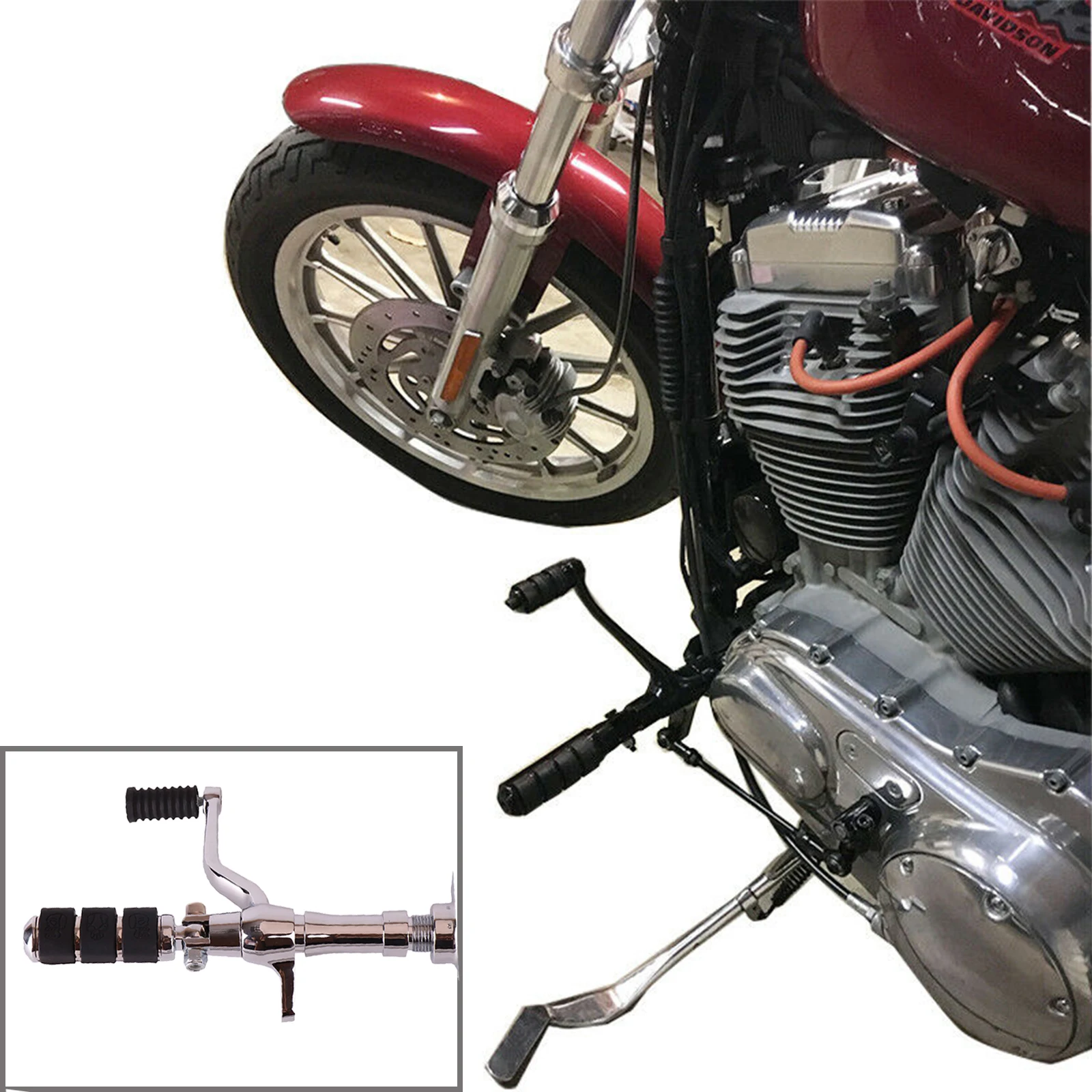 

For Sportster 883 1200 Front Foot Pegs Levers New Forward Controls Kit Linkage 2014-2020 Aluminum Stainless Steel Left Right