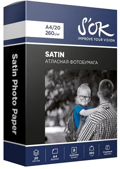 Фотобумага Sakura'OK SA4260020SN Premium атласная (сатин) формат А4 плотность 260г/м2 20 листов |