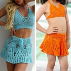 Вязаное бикини, семейная Одинаковая одежда, накидка для мамы и дочки, купальник, Купальная юбка, купальный костюм, пляжная одежда