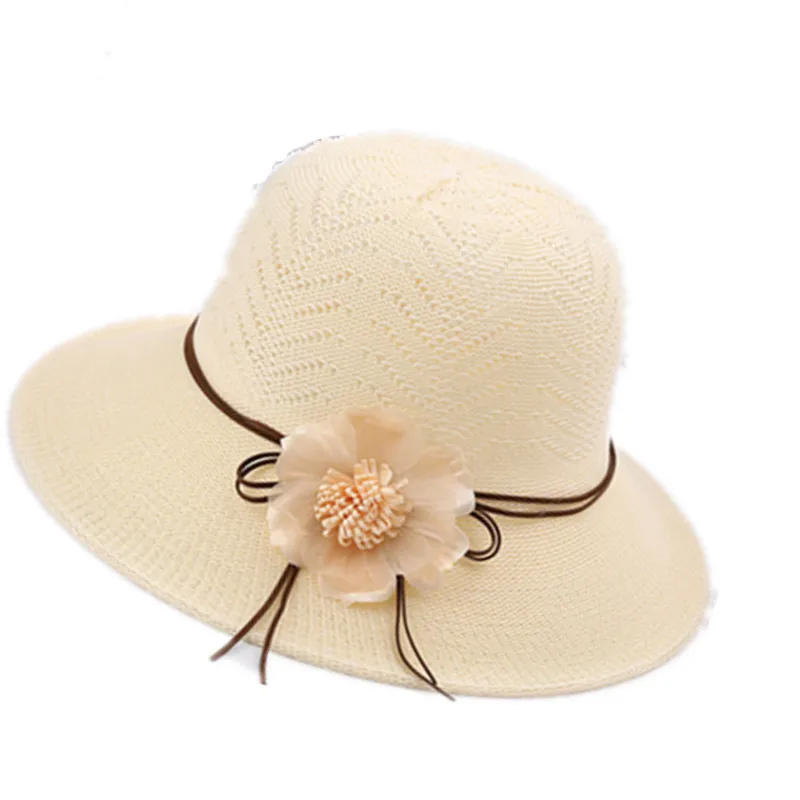 Новые модные женские соломенная шляпа от солнца летнее платье с цветочным