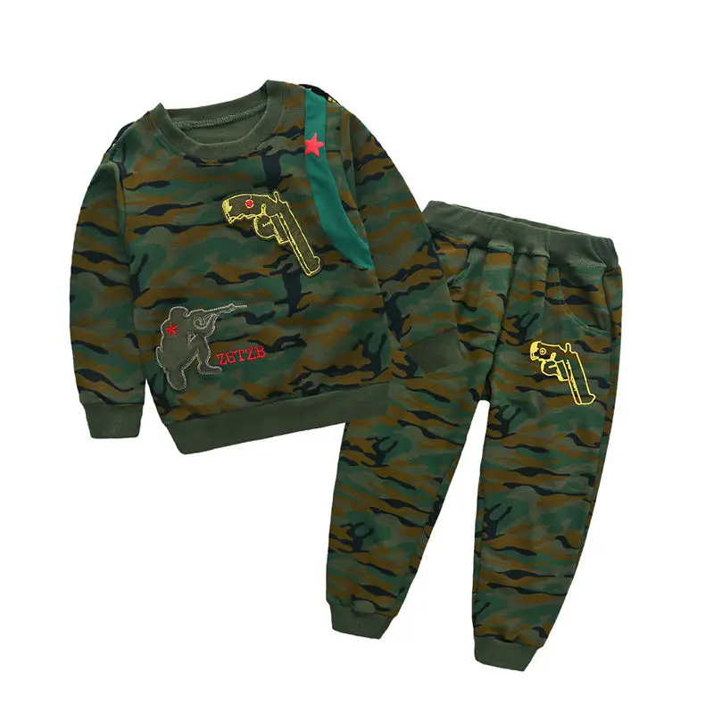 Детская одежда для маленьких девочек модная камуфляжная футболка топы и штаны
