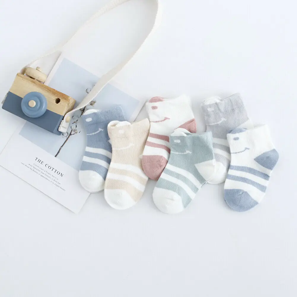 Новые милые хлопковые носки в полоску детские повседневные спортивные
