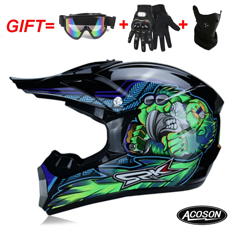 Motorcycle cross motorcycle helmet for motorcycle helmet down MTB DH off road motorcycle cross racing helmet point with goggles - Цвет: 9