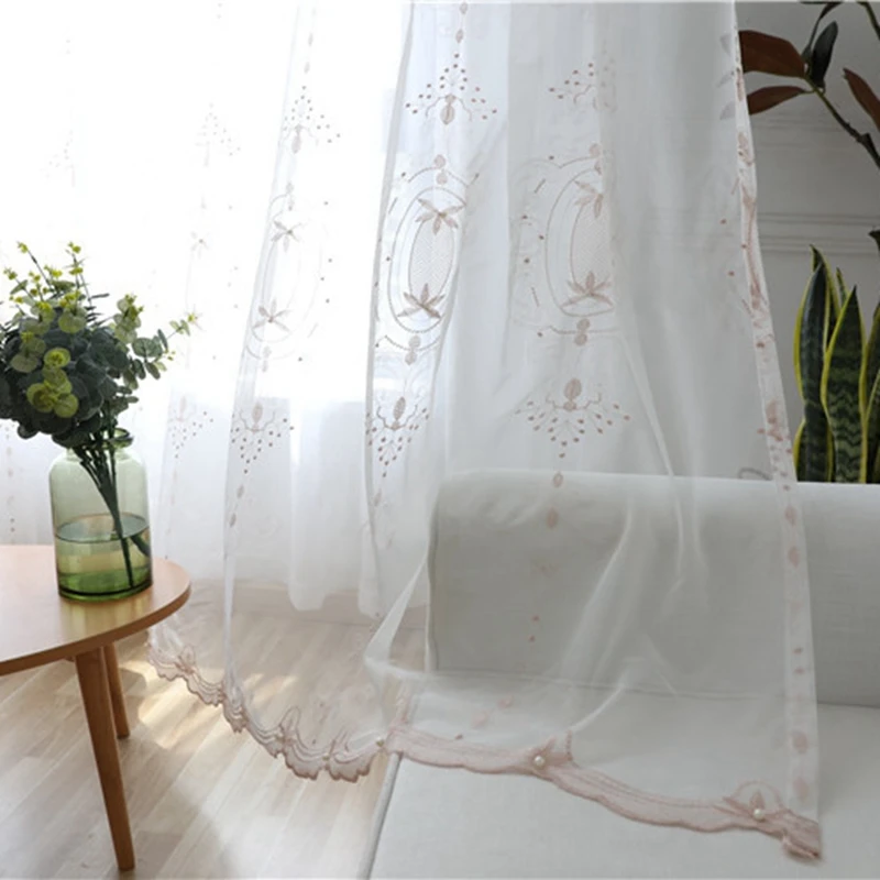 Европа Романтический роскошные шторы для гостиной Нежный белый жемчуг