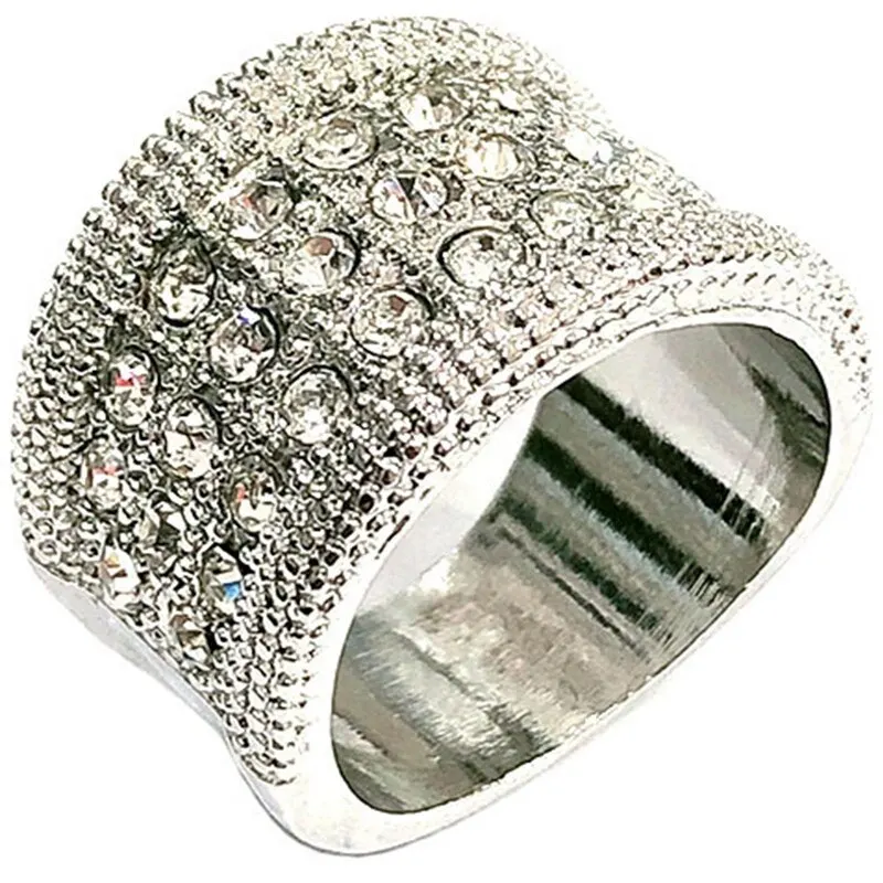Новое модное блестящее инкрустированное кристаллом кольцо для девушек