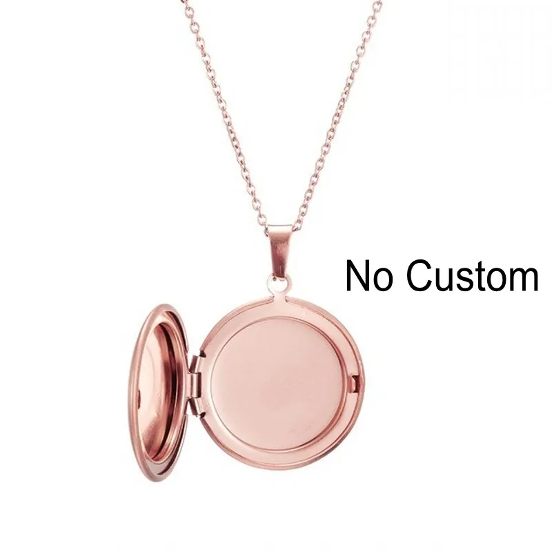 Rose Gold Персонализированный индивидуальный кулон ожерелье круг фото медальон гравировка имя/дата нержавеющая сталь для женщин и мужчин внутри фото ювелирные изделия - Окраска металла: Rose Gold