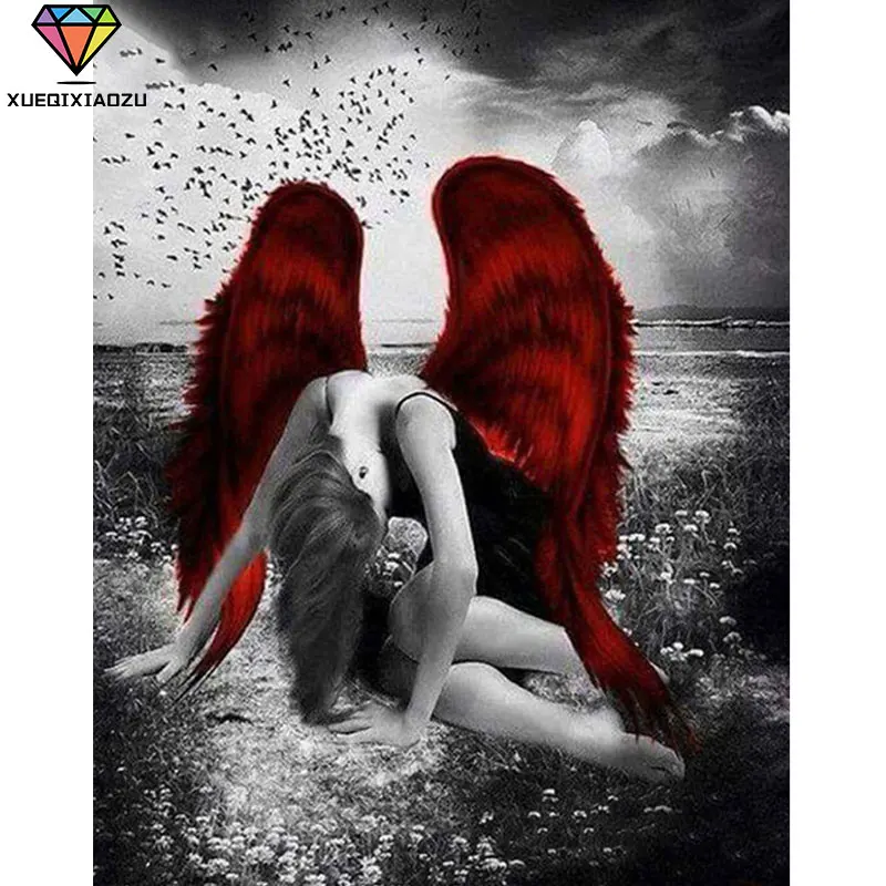 

Картина для вышивания крестиком XUEQIXIAOZU, с изображением раненого ангел, 5D алмазная вышивка, украшение для дома, подарок, новинка 2020