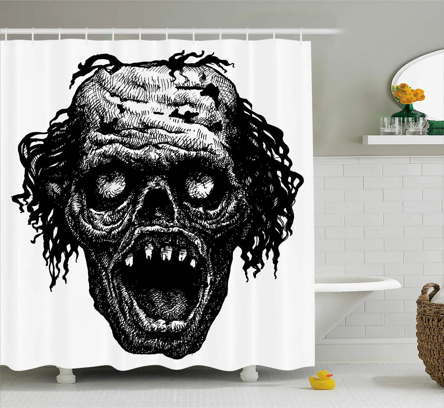 Хэллоуин украшения занавеска для душа ужас черный Зомби Череп смерти открытый