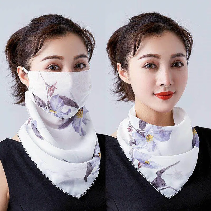 

Summer sun protection woman's large neck lady chiffon scarf fashion gauze shade hijab protect sunscreen cycling face protective