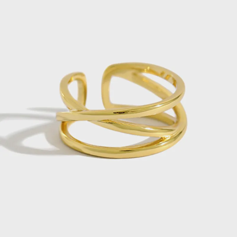 

Flyleaf 925 Sterling Silver Rings For Women Cross Double Layer Femme Fashion Fine Jewelry Simple Open Gold Ring High Quality