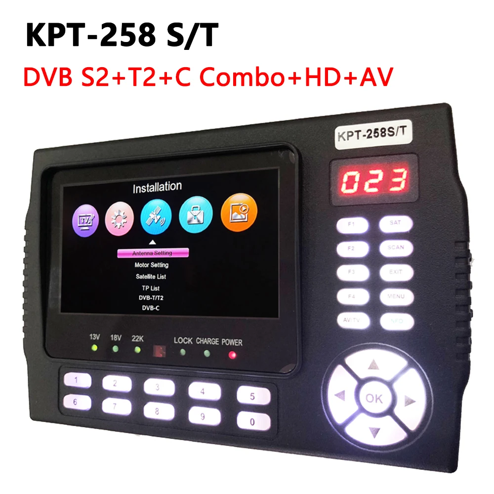 

Draagbare Satelliet Finder KPT-258S/T Tft Ips DVB-S2/T2/C Combo Hd Monitor Met Av-ingang Ahd 4.3 Inch Lcd-scherm Pk ST-5150