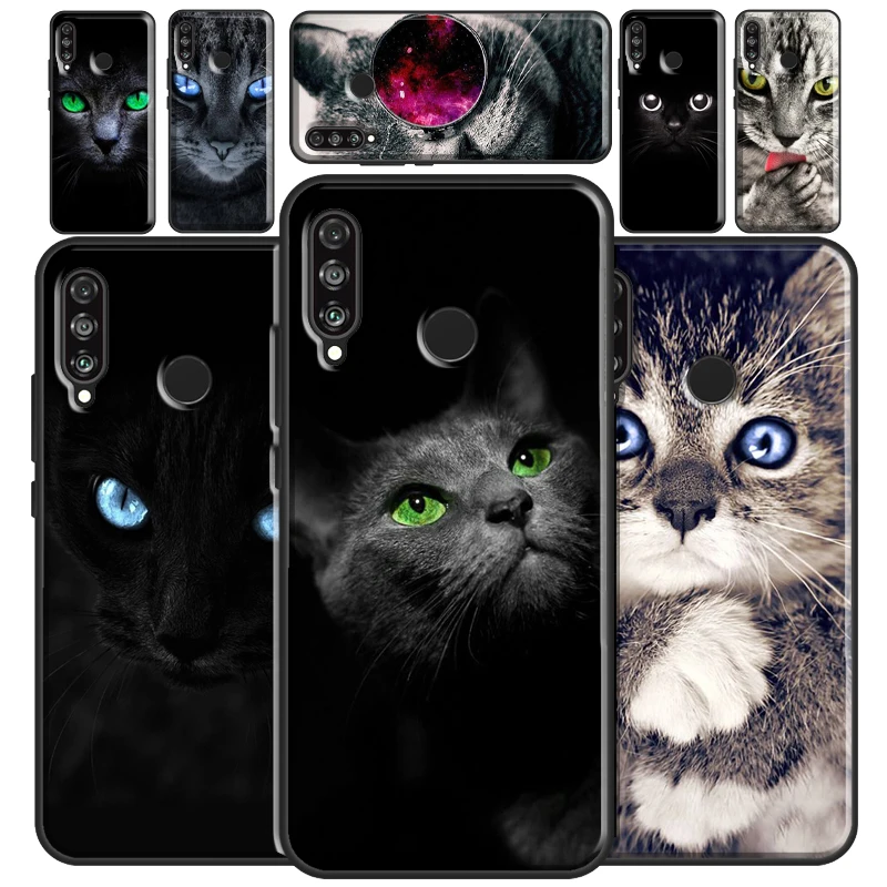 Black Cat Staring Eyes Case For Huawei P20 P40 P30 Pro Mate 20 Lite Nova 5T P Smart 2019 2021 Honor 50 8X 9X 10i