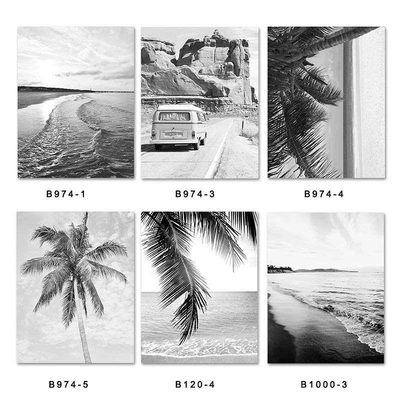 

Nordic Print Posters Wall Art Canvas Painting Traval Bus Poster Scenery Tropical Vacation Beach Black White Picture Home Decor