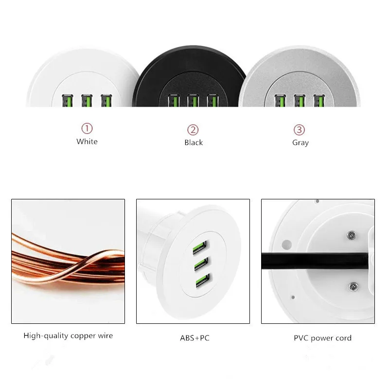 Настольное зарядное устройство Bakeey 3 USB 5 в 1 а с отверстиями европейской вилкой