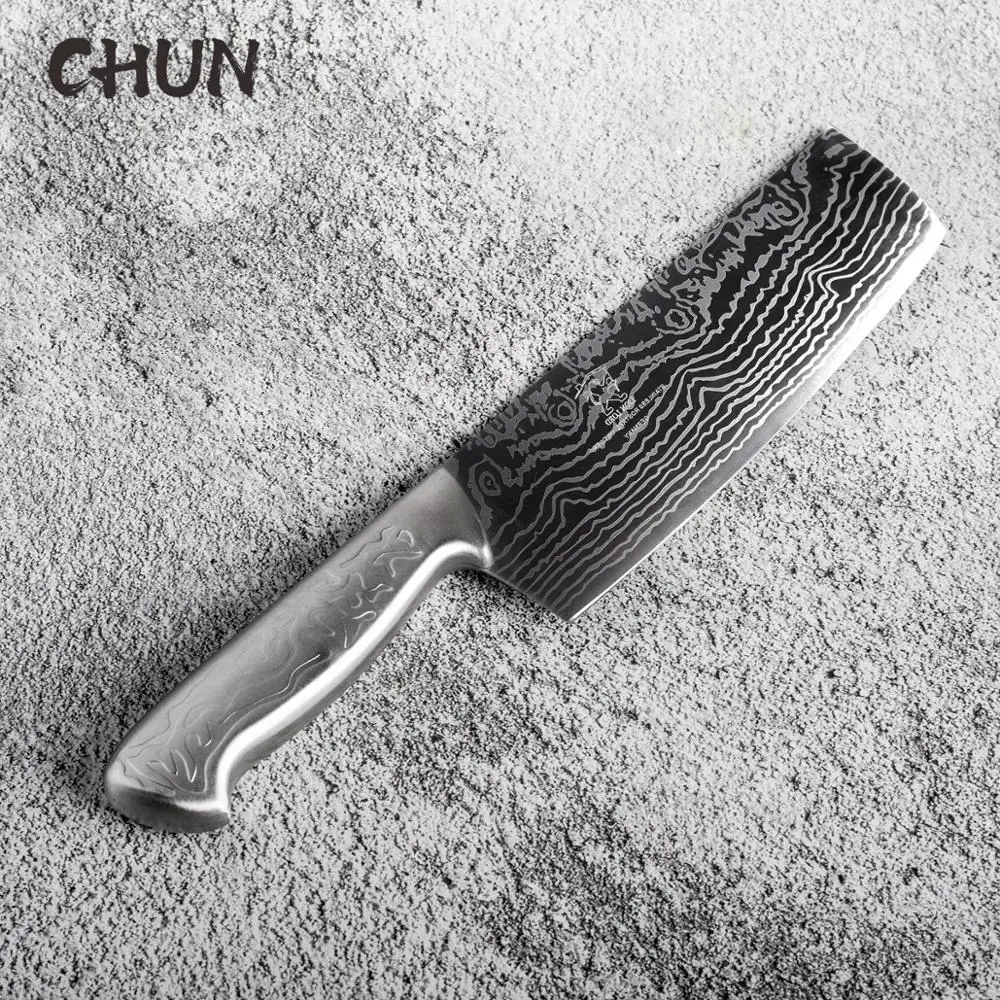 CHUN японский кухонный нож 7 дюймов Santoku ножи лазерный дамасский узор овощное мясо