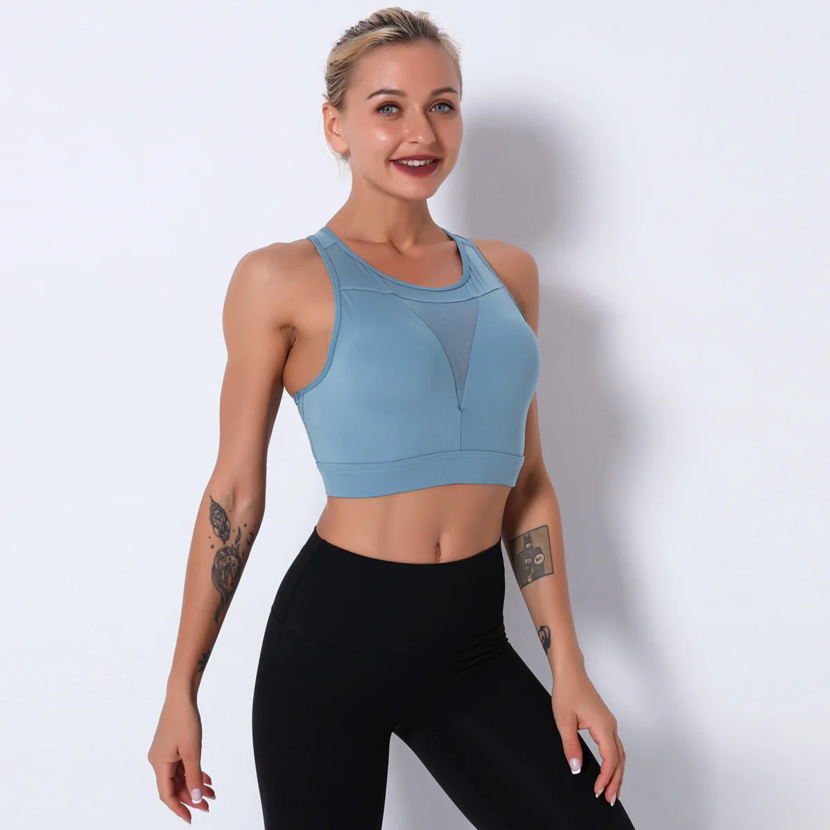 

Новый стиль, нейлоновый сетчатый профессиональный спортивный бюстгальтер с красивой спинкой, Высокоэластичный противоударный жилет для й...