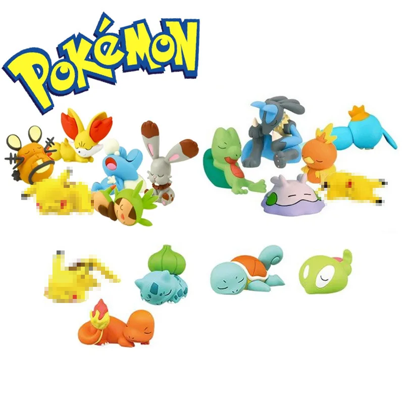 

Tomy Pokemon 6pcs/set Sleep Series Figures Model Toy Cartoon Anime Figure Charmander Squirtle Bulbasaur Ornaments Toys Gifts