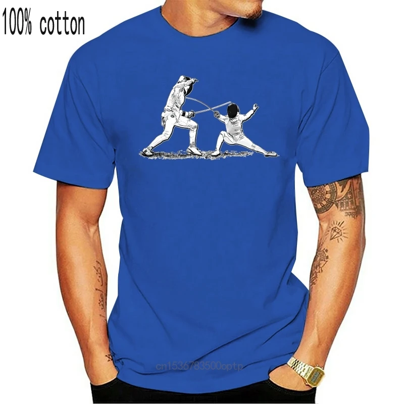 

New Fencing Men T-shirt Homme Summer Fitness O-Neck TShirt Man Big Size Tee Shirt cotton Fitness Brand Clothing euro size