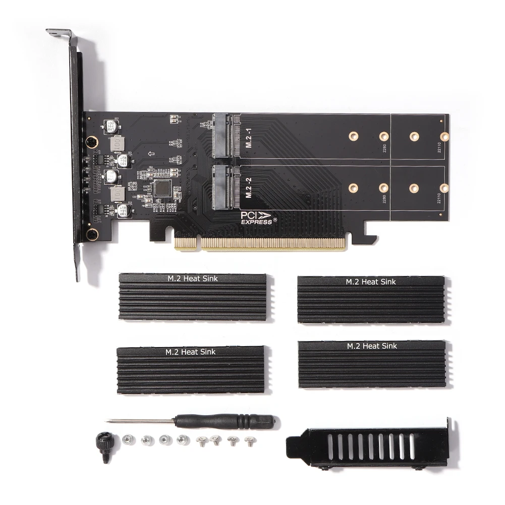 

Плата RAID M.2X16 до 4X NVME PCIE3.0 GEN3 X16 до 4 * NVME, плата PCI-E VROC, высокоскоростная Плата расширения M.2X16 X4 NVME * 4, радиатор RAID