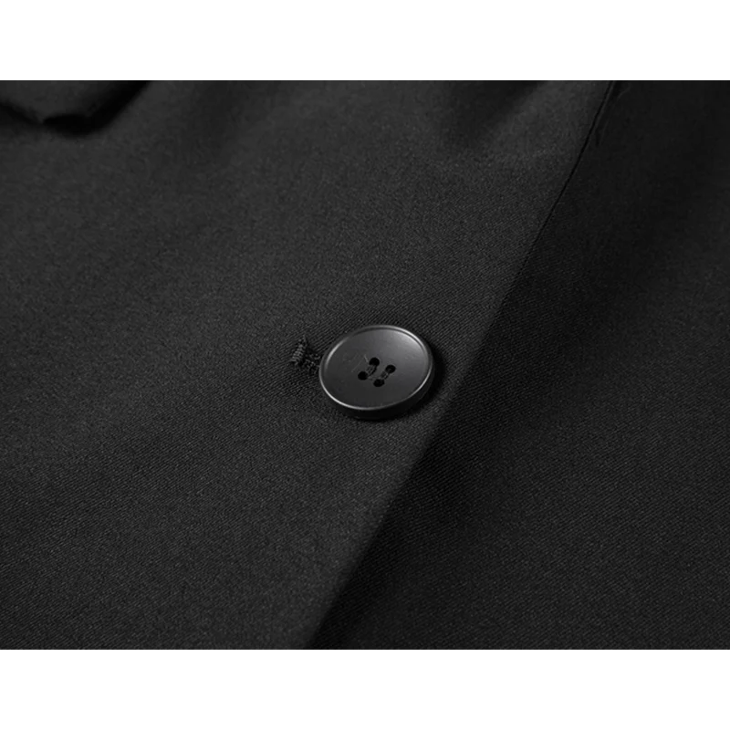 Женский блейзер с карманами черный свободный Готический отложным воротником и