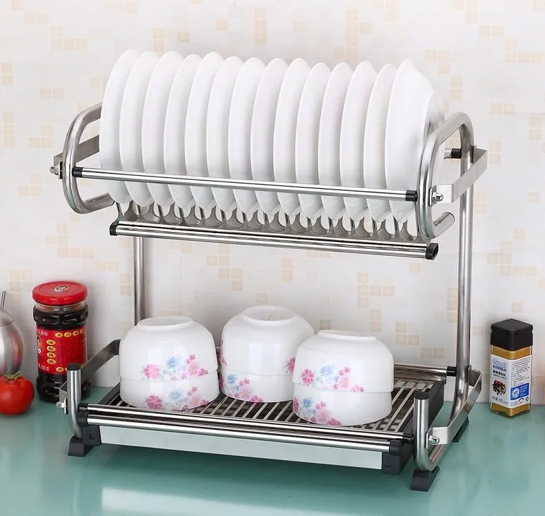 

Stainless steel wall dish holder Double-layered dish rack