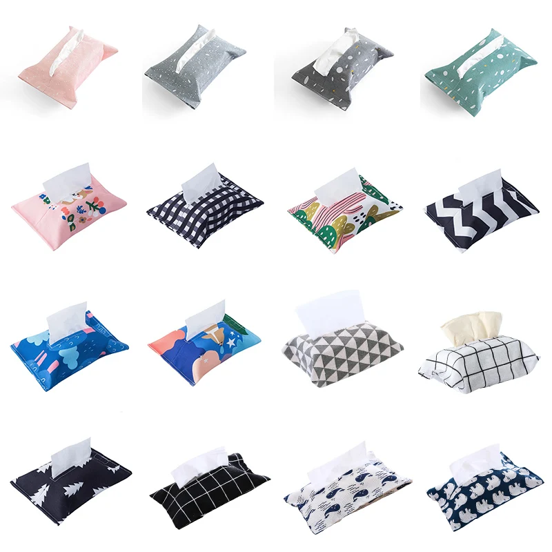 

Fabric Cartoon Tissue Box Cover Handkerchief Napkin Holder Cover Cute Rabbit Bear Animal Printing Tissue Case Seat Type Reusable