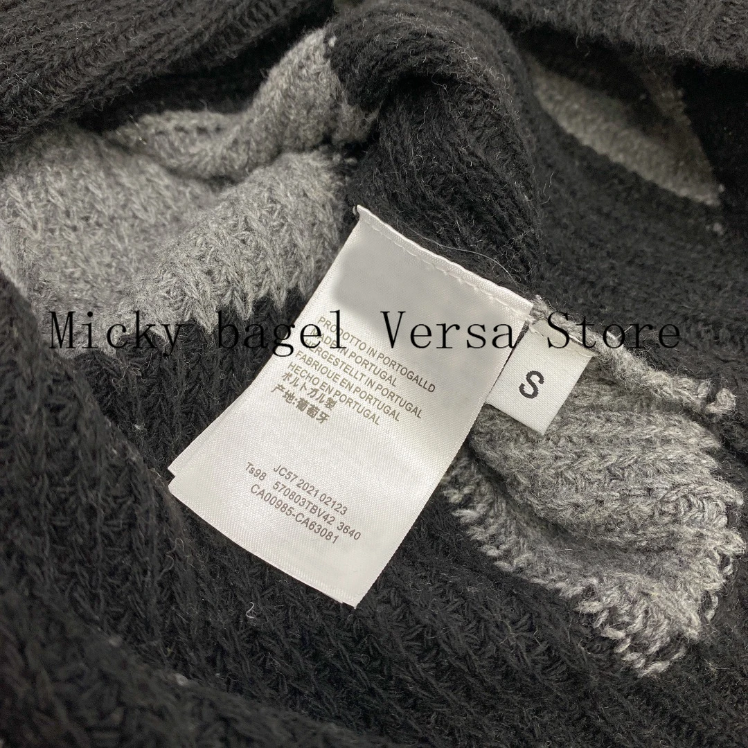

2021 luxury design retro Plaid color matching fashion women's knitting Pullover temperament versatile round neck loose sweater