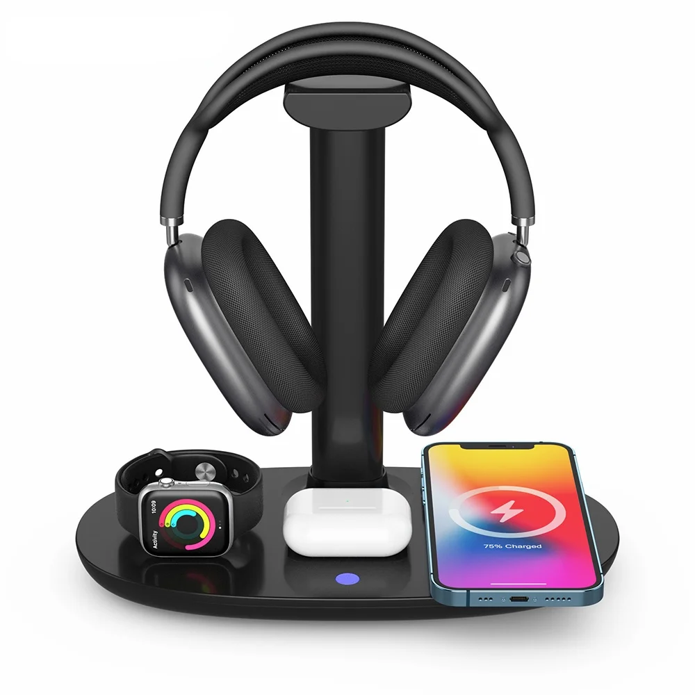 

15W 4 In 1 Wireless Charger for IPhone 12 Pro Samsung Charging Station for Apple Watch Airpods Pro Earphone Holder Stand