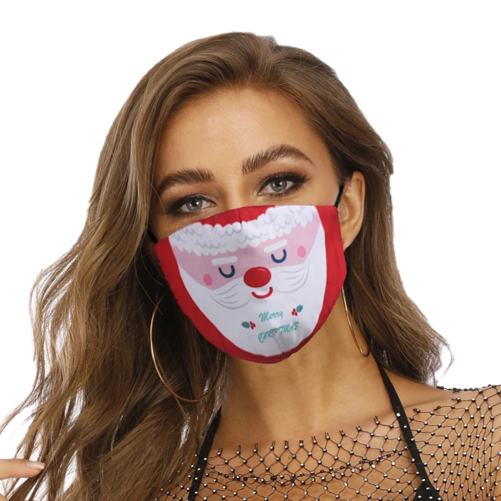 

Face Mask Kids Boys Girls Merry Christmas Santa Print Reusable Dustproof Breathable Mouth Cover Face Mask Happy New Year 2021