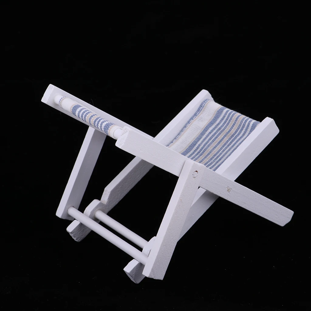 

1/6 деревянный пляжный стул для кукольного домика, складной шезлонг, шезлонг, кукольный домик