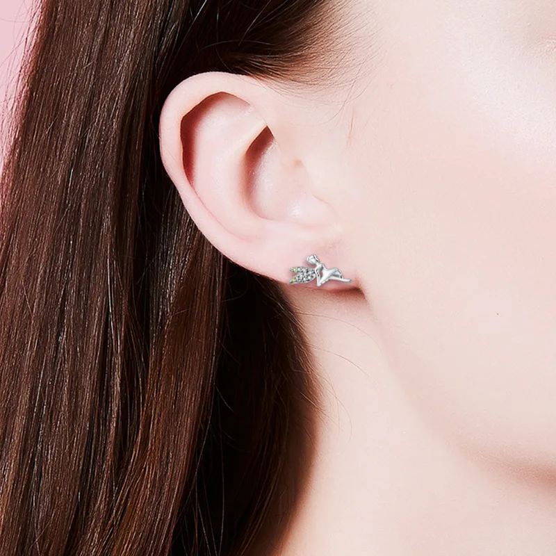 

CFK Romantic Earrings Real 925 Sterling Silver Earrings Cute Fairy Elves Exquisite Stud Earrings Simple Fashion Jewelry For Wome
