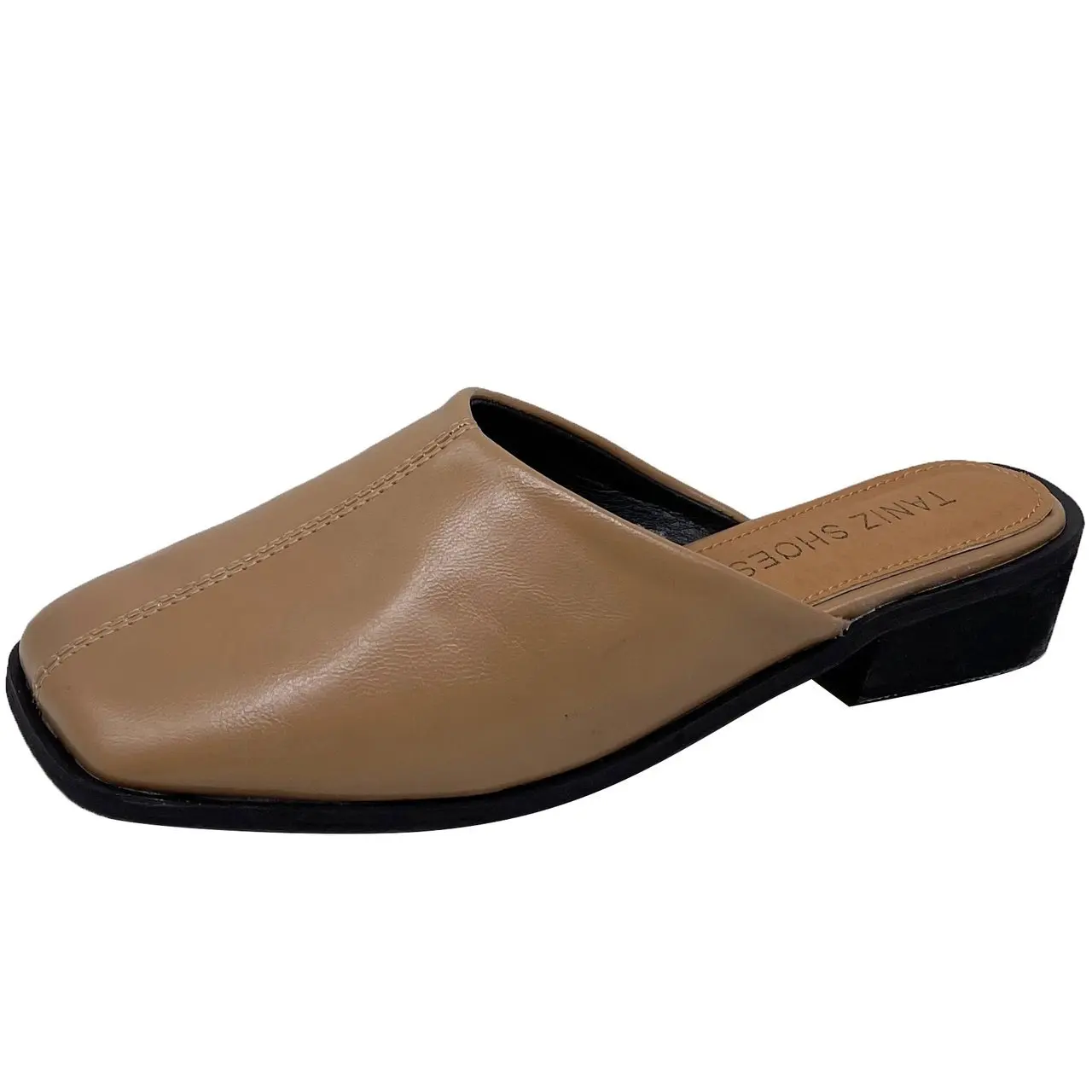 

Мюли женские кожаные, однотонные, квадратный носок, низкий каблук, модная повседневная обувь