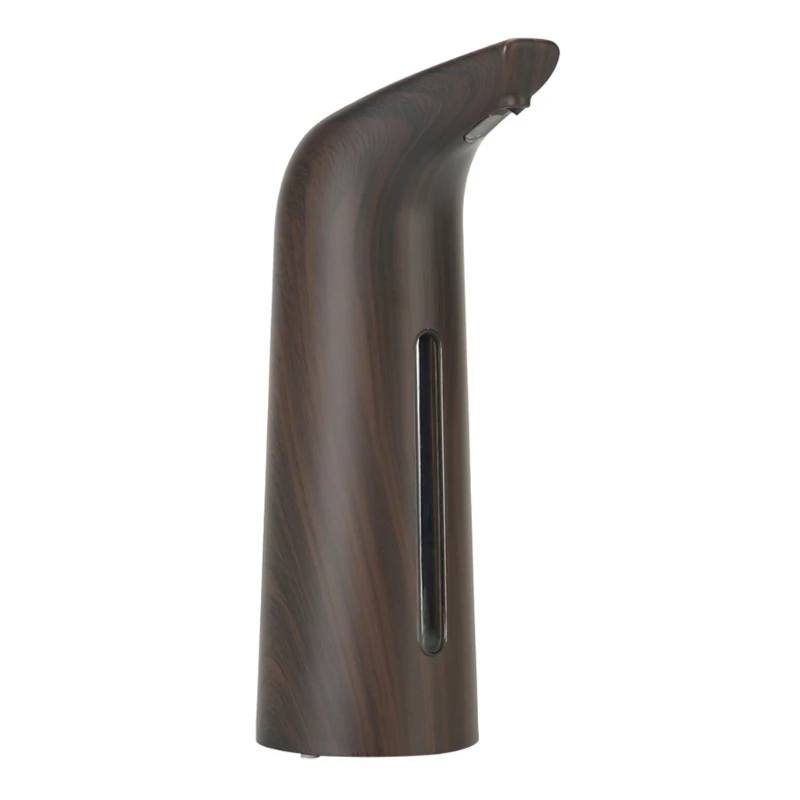 

400ml Automatic Liquid Soap Dispenser Deep Wood Grain Pattern Battery Operated Waterproof Touchless Disinectant Machine